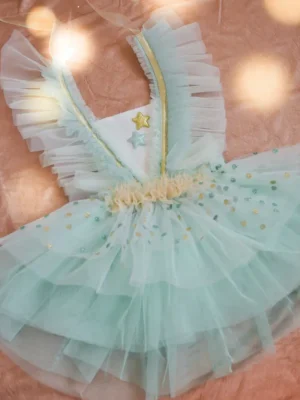 Vestido de tul en color mint con estrellas para niñas