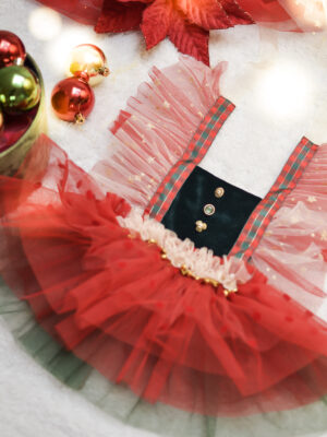 Vestido de elfa navideña para niña pequeña